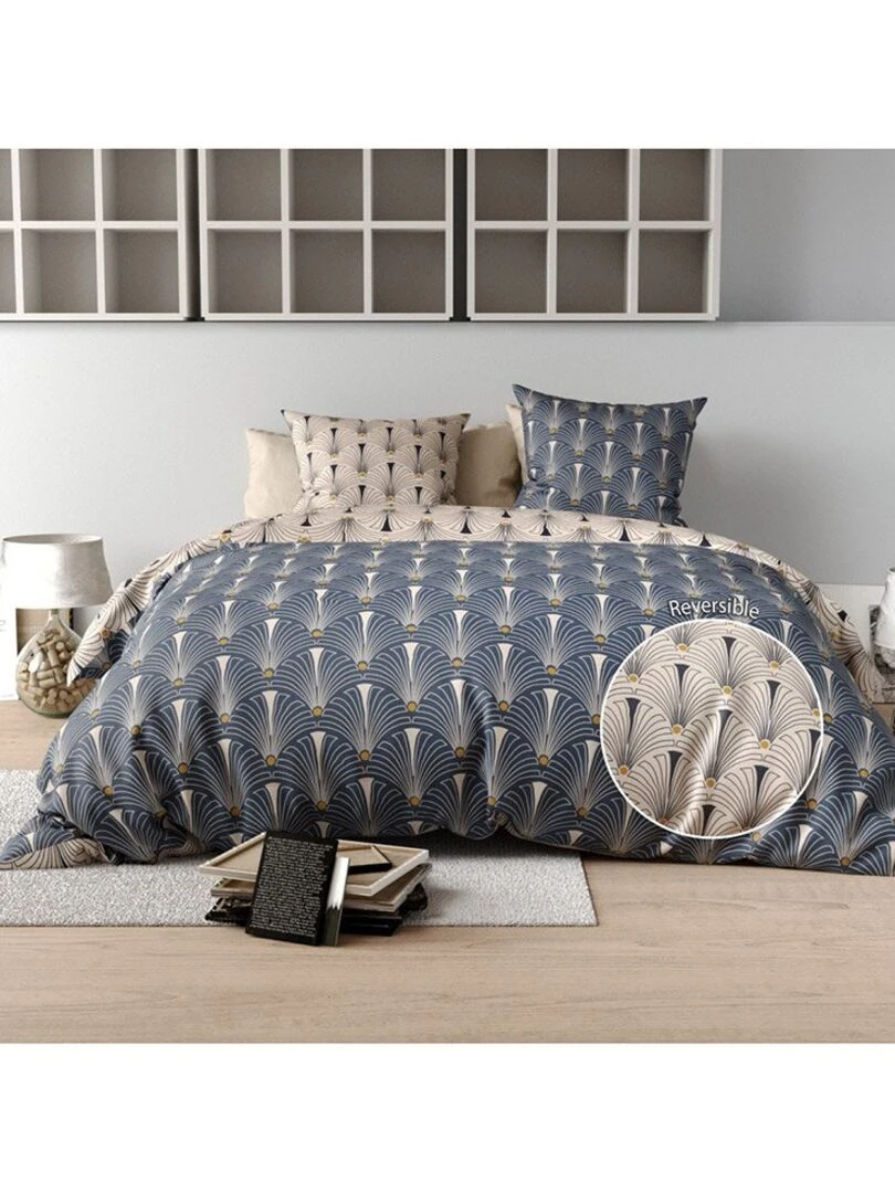 Housse de couette 240x220 Pam + 2 taies 100% coton 57 fils   Bleu
