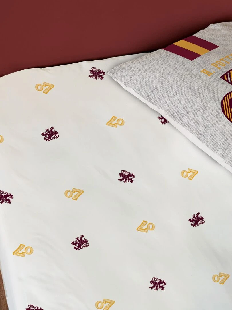 Drap housse imprimée 100% coton HARRY POTTER TEAM G Blanc