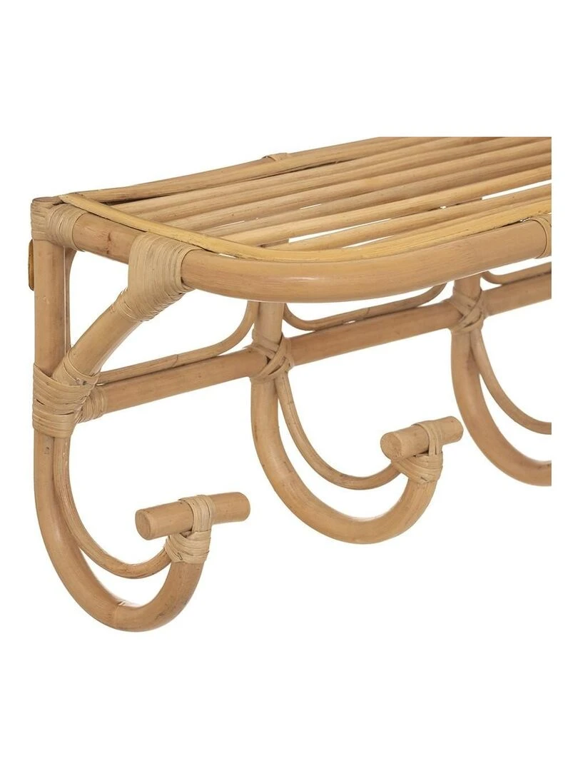 Étagère murale rotin 5 crochets Aoni Beige