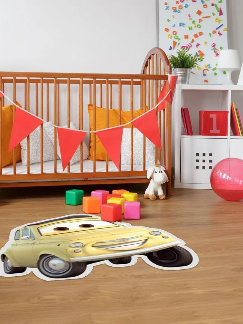 Tapis enfant DISNEY SHAPED LUIGI Jaune 50x80 Lavable 30° en polyamide doux et soyeux   Jaune