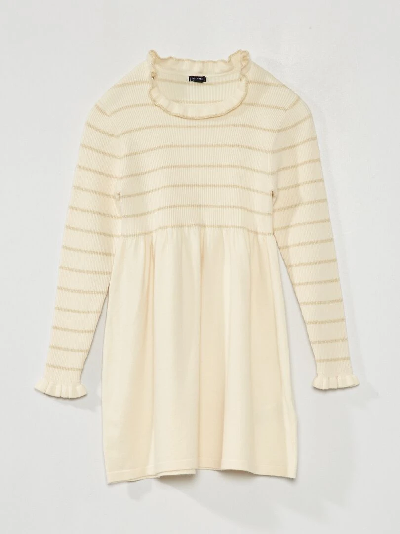 Robe pull à rayures Beige
