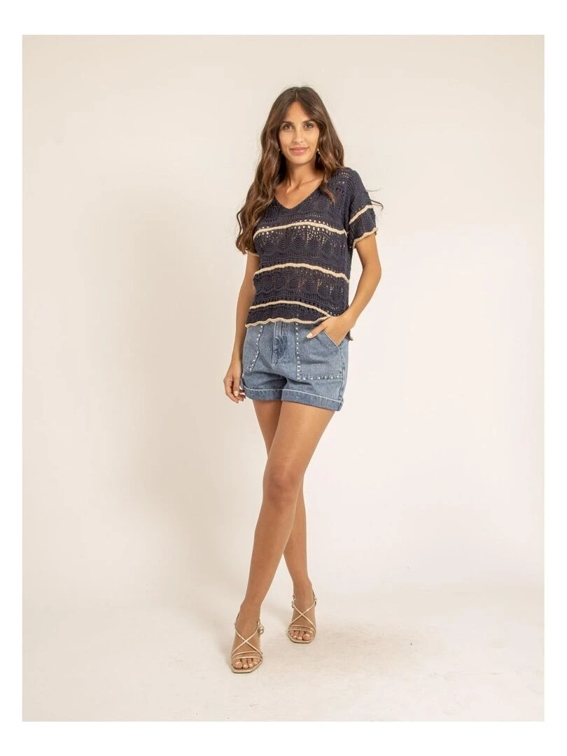 T shirt maille FILOMA   Bleu marine