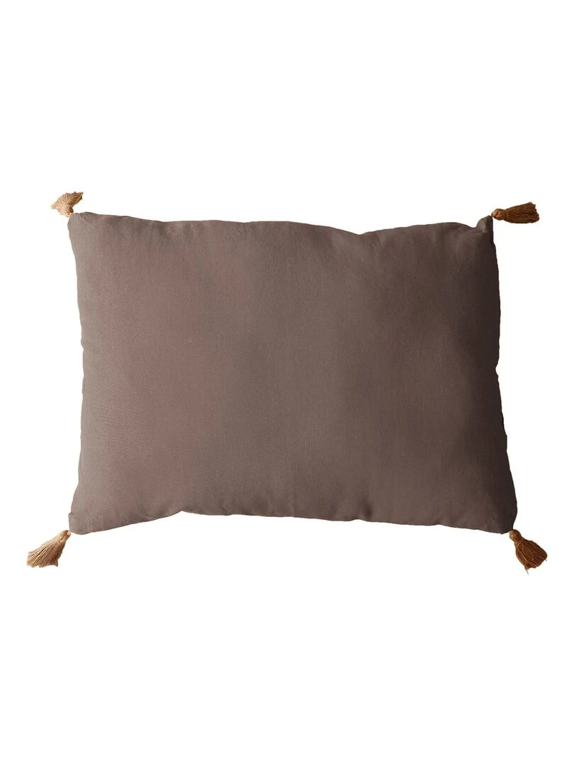 Coussin avec pompons en jute Taupe