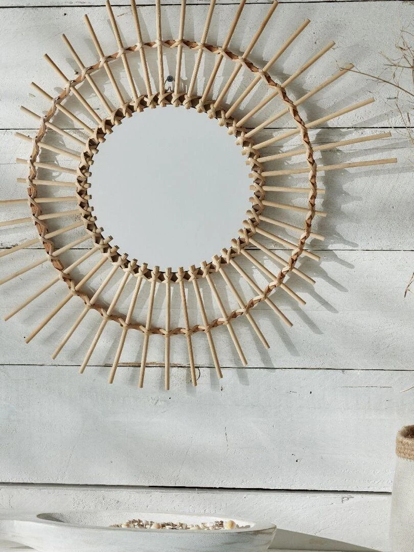Miroir rond coquillage BEACH HOUSE Beige