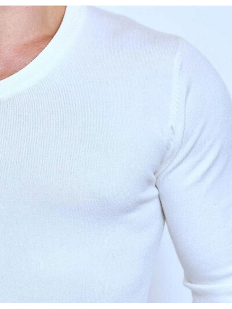 Pull manches longues col V Kebello   Blanc Blanc