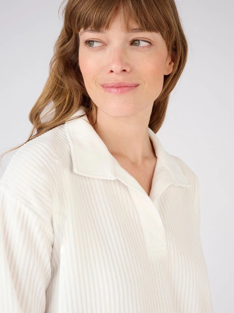 Chemise de nuit maille velours côtelé Damart Blanc Ecru Blanc