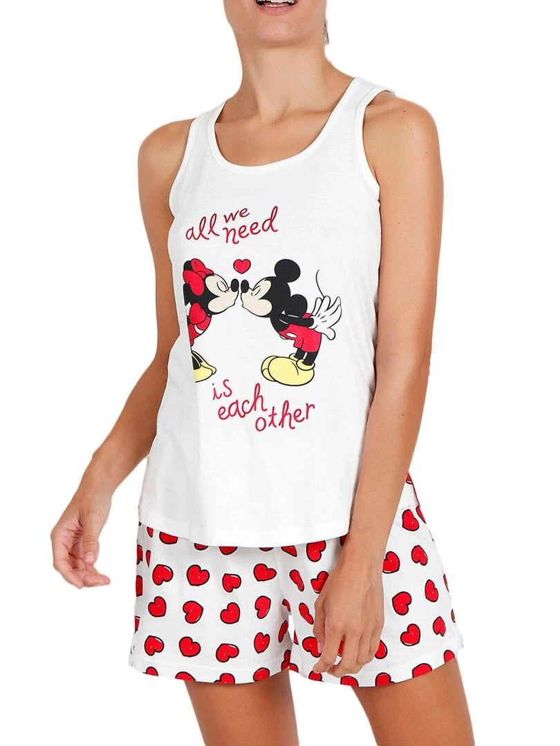 Pyjama short débardeur Love Mouse Disney ivoire Ecru