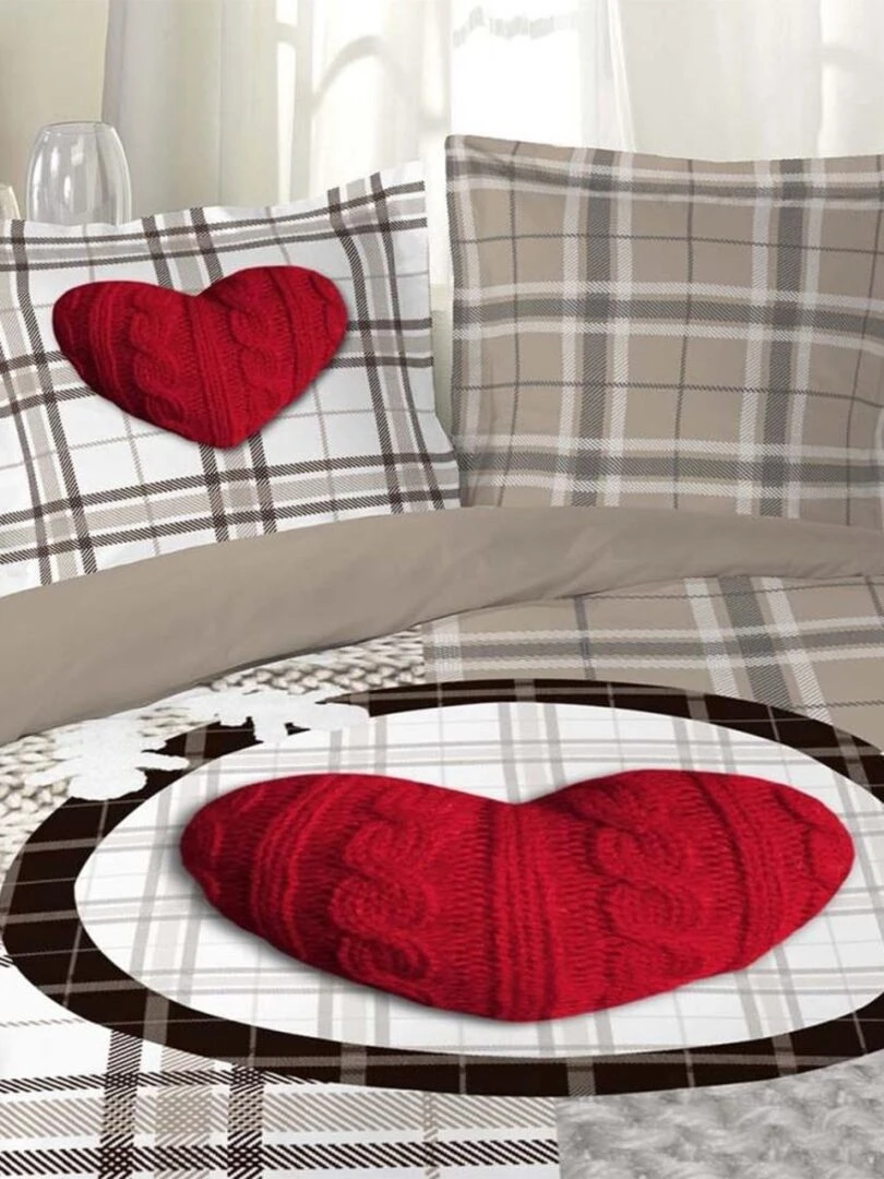 Housse de couette 240x220 Love Mountain + 2 taies coton 42 fils Beige
