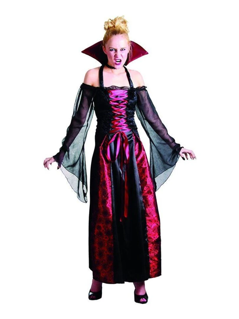 Déguisement Vampire rouge et noir Femme Halloween Luxe Noir Noir