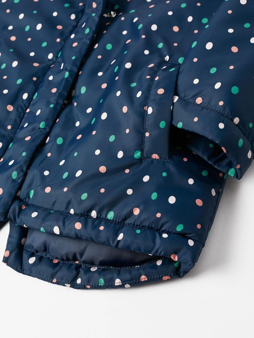 Manteau à Capuche à Pois pour Fille  DIFFERENT TOGETHER   Bleu foncé