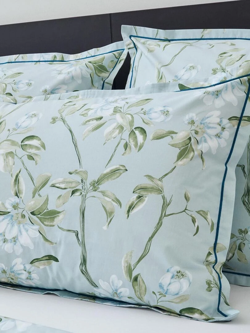 Taie d'oreiller en percale de coton au style anglais   Bleu céladon