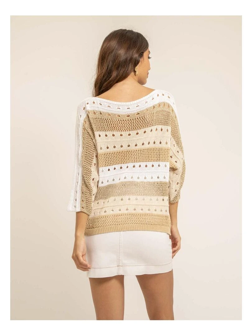 Pull léger maille ajourée KARLA Beige