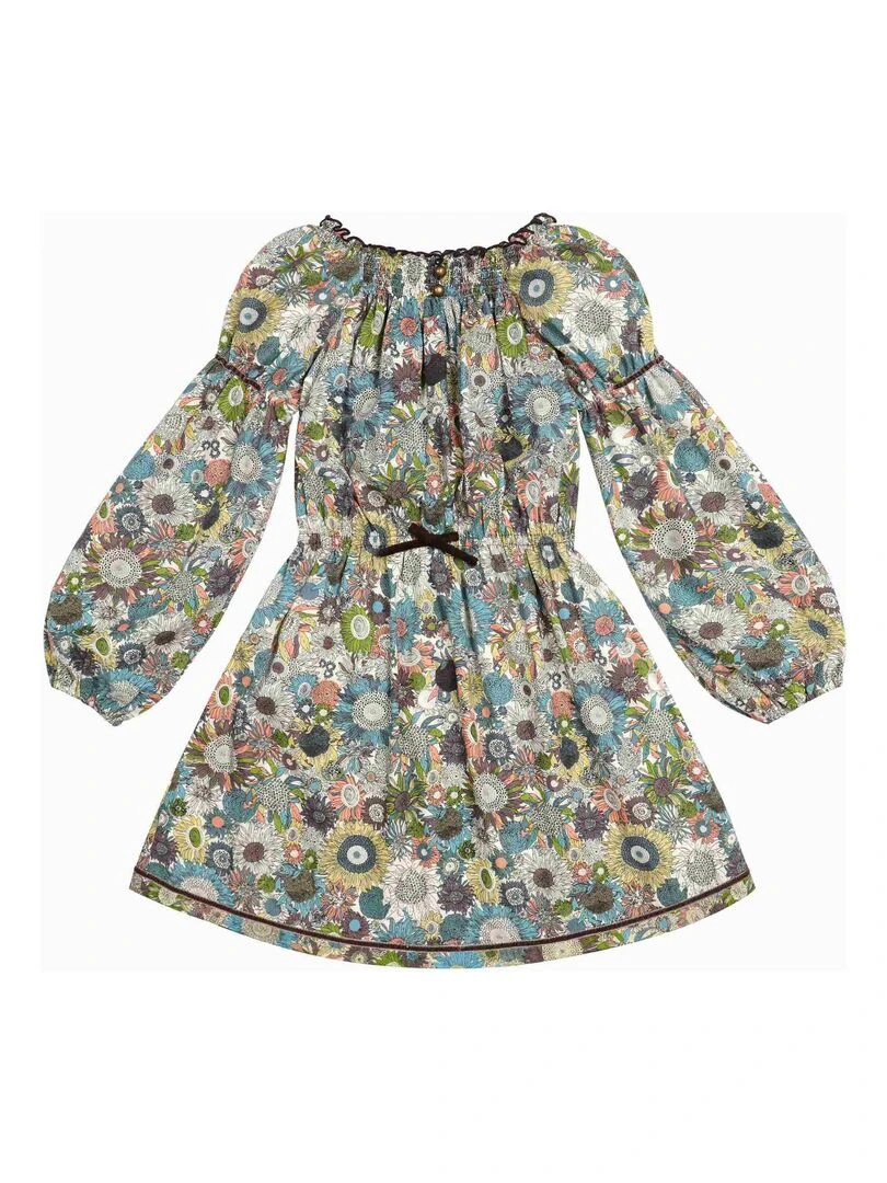Robe Fleurie Liberty Hiver Fille  Marron Beige Bleu  CHIMENE   'LA FAUTE A VOLTAIRE'   Marron