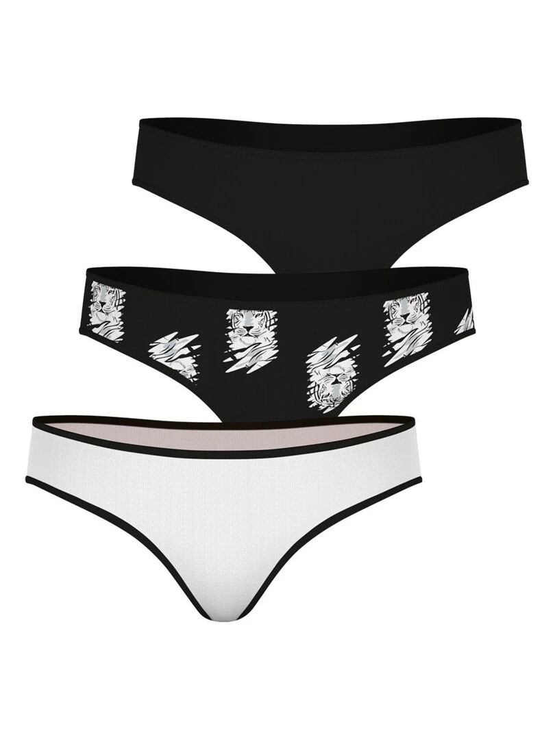 Lot de 3 slips Girl Mode by Fille Blanc Noir