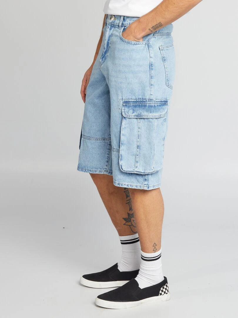 Bermuda avec poches sur les côtés   Bleu