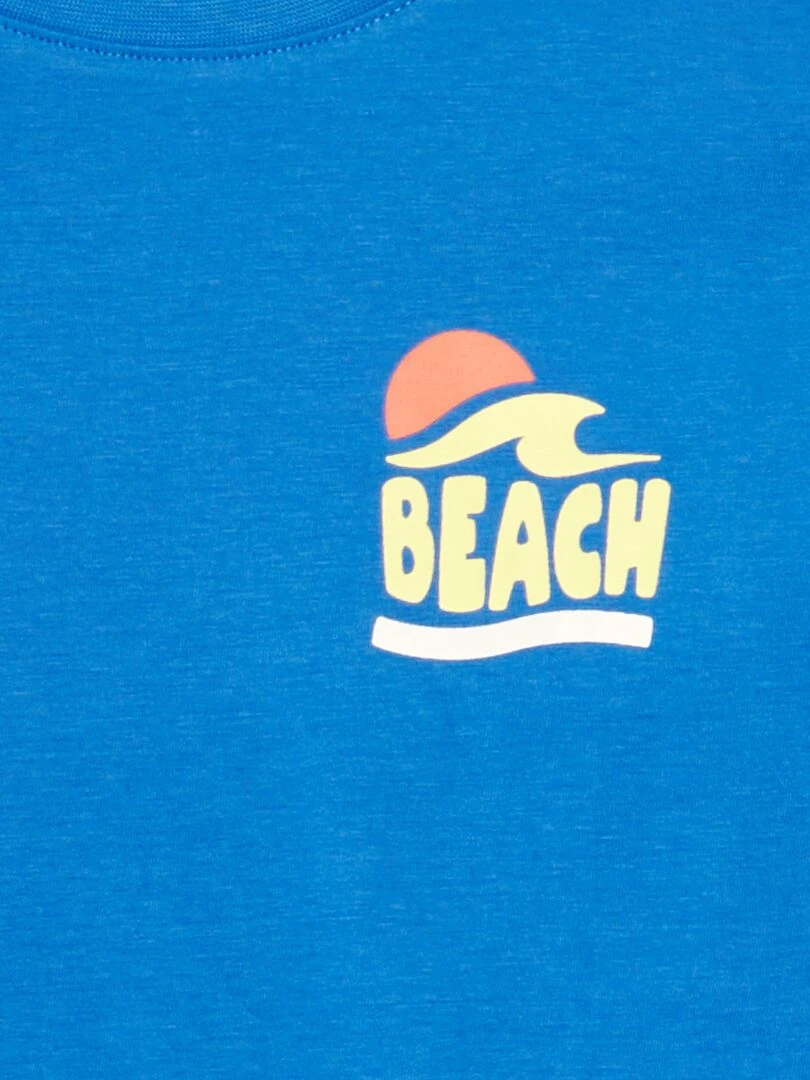 T shirt loose imprimé Bleu uni