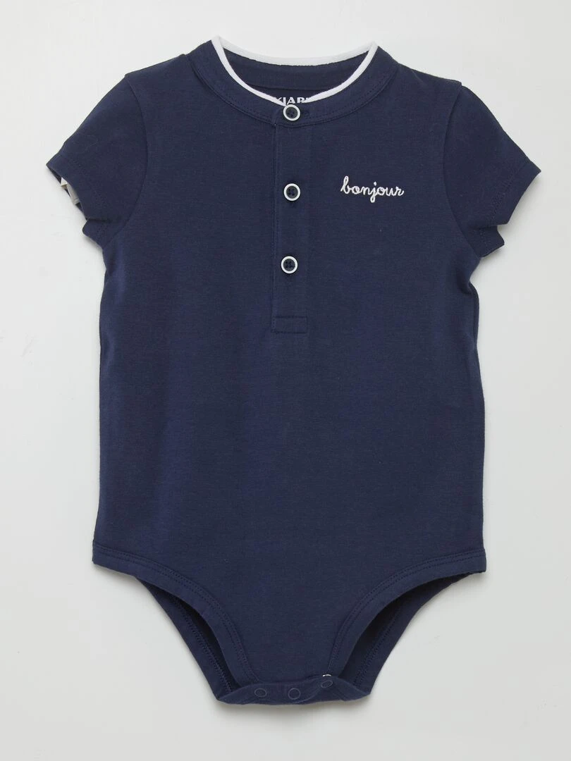 Body col mao en jersey Bleu