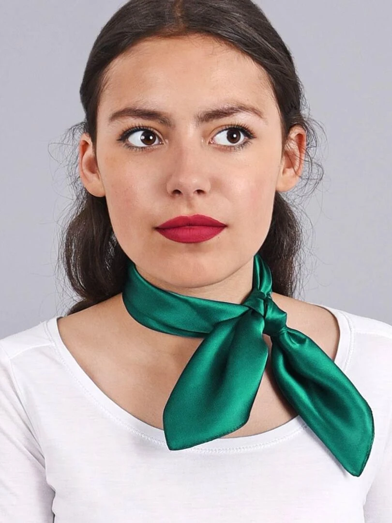 Carré de soie Piccolo uni Vert bouteille