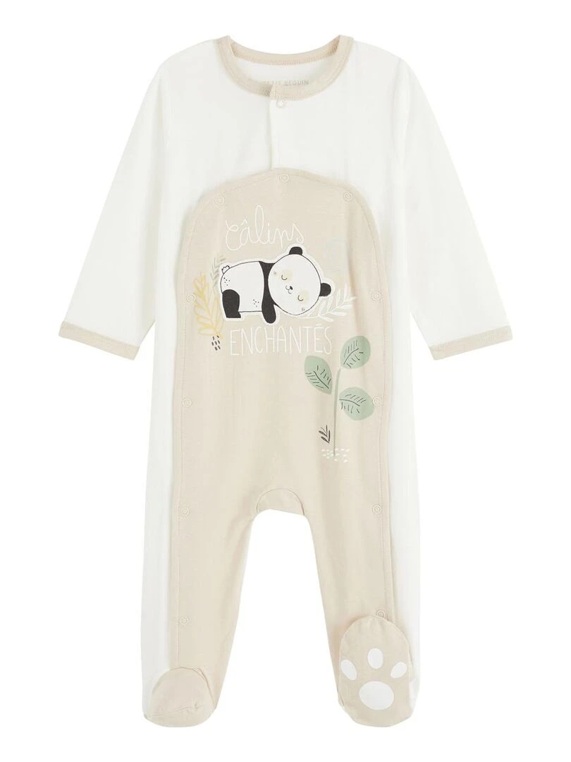 Pyjama bébé ouverture pont Mini Panda Ecru