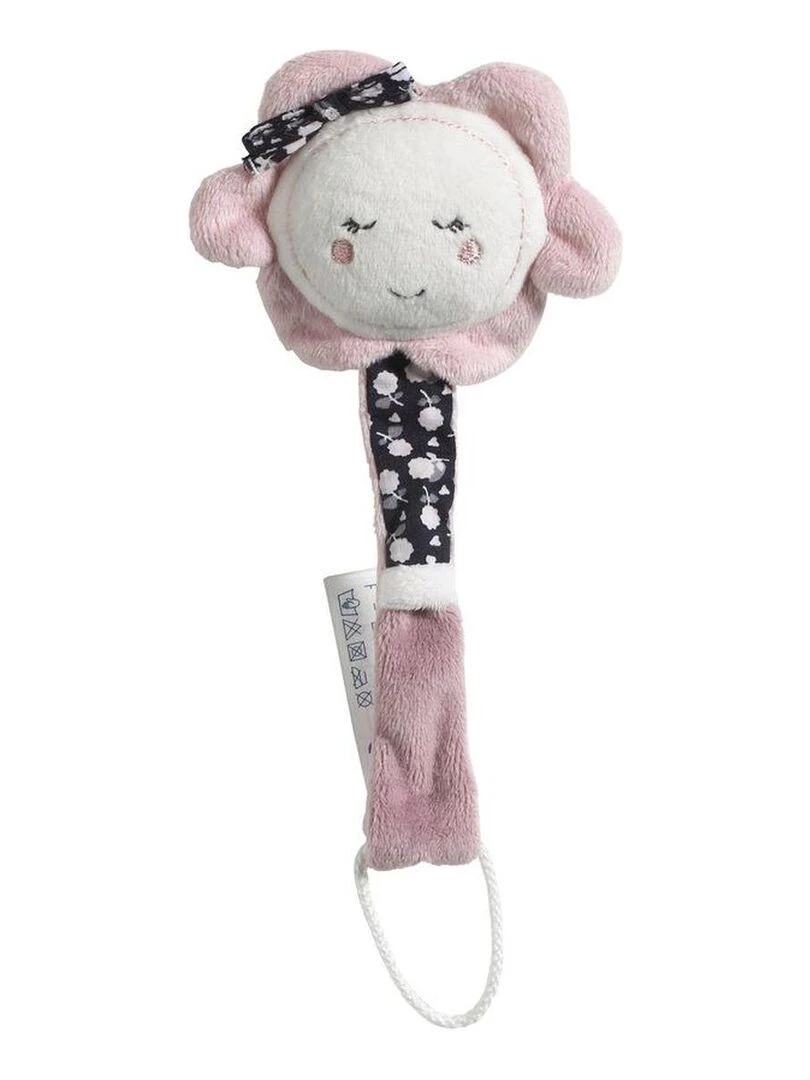 Attache tétine bébé en velours fleur SAUTHON Blanc