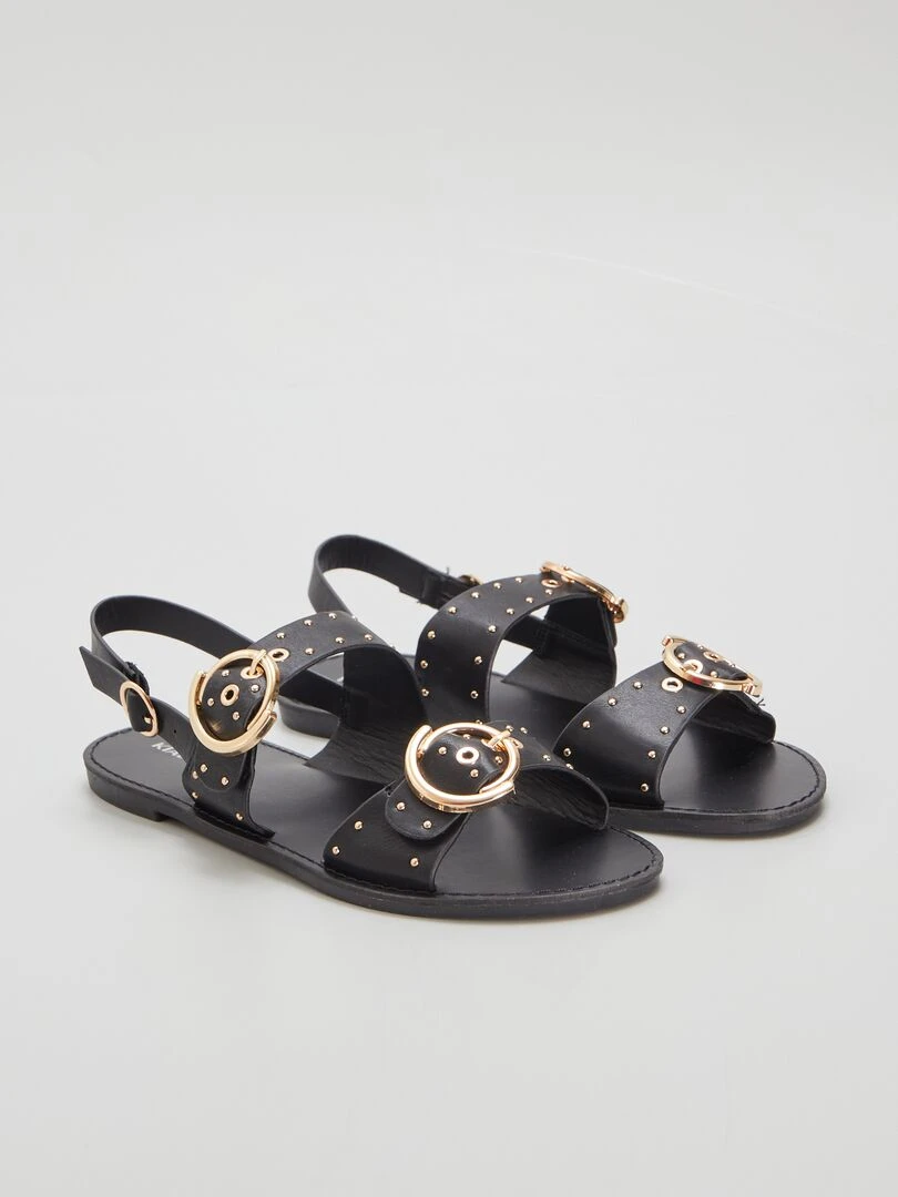 Sandales à brides cloutées noir