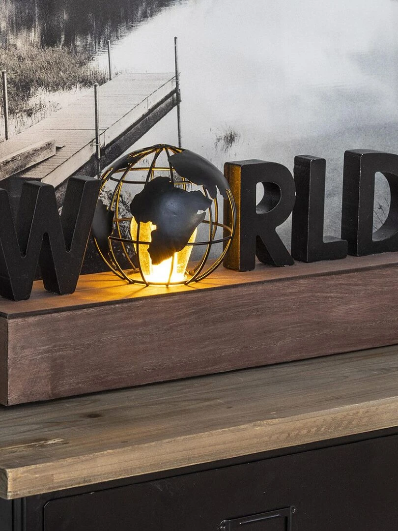 Lampe avec mot "WORLD"   Noir