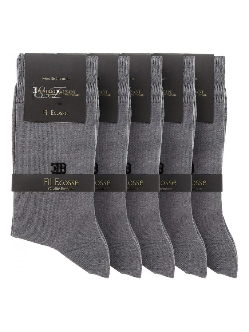 Chaussettes fil d'écosse LOT DE 5 PAIRES Gris