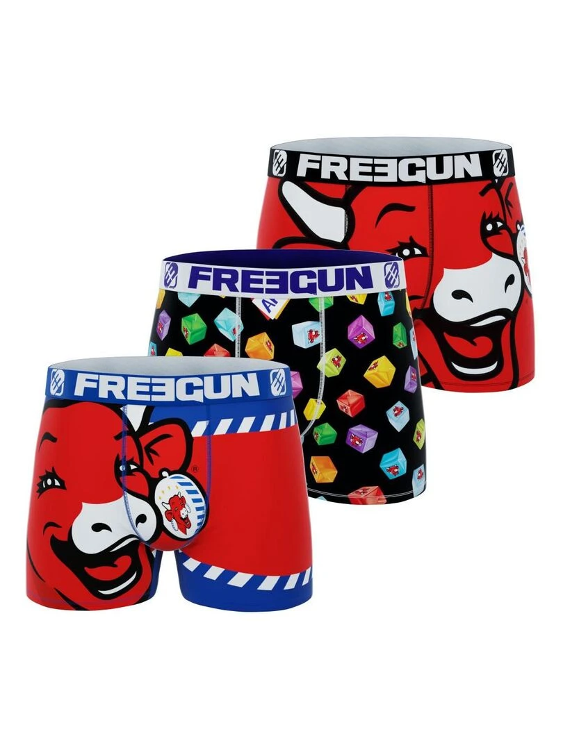 Lot de 3 boxers homme La vache qui rit Freegun Rouge