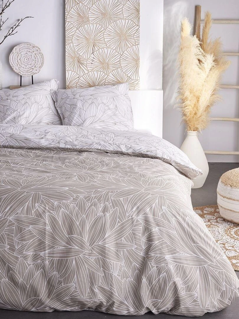 Parure de lit imprimé Floral Coton SUNSHINE JAMIE Beige