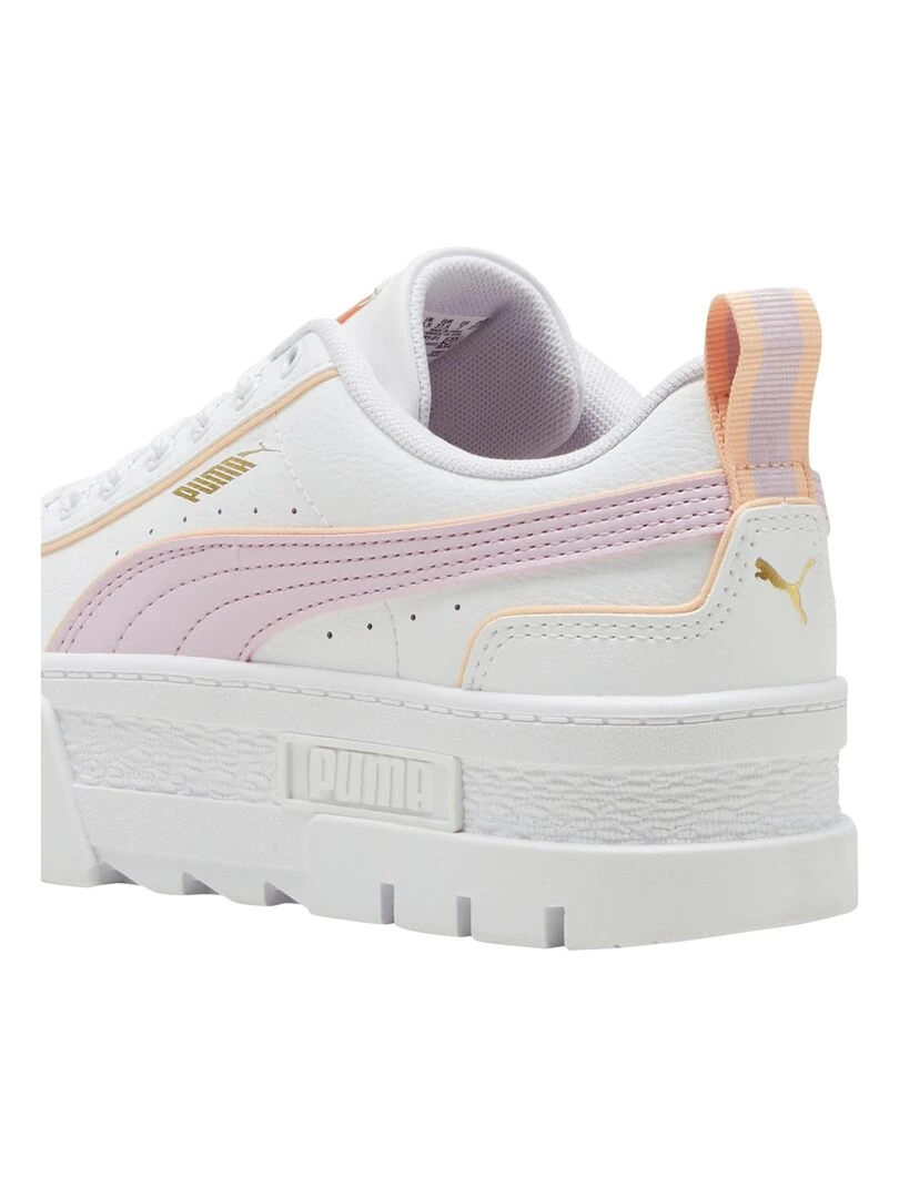 Basket à Lacets Enfant Puma Mayze Lth Piping Jr   Blanc