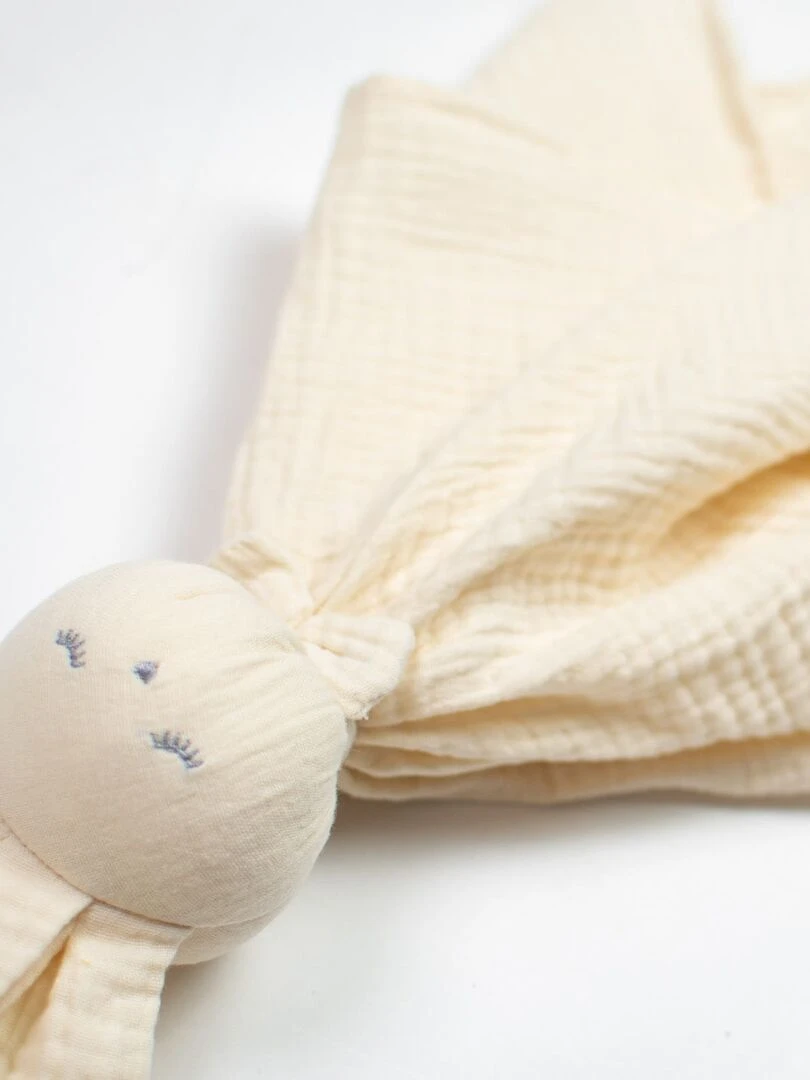 Doudou plat Lapin personnalisable Jeanne Ecru