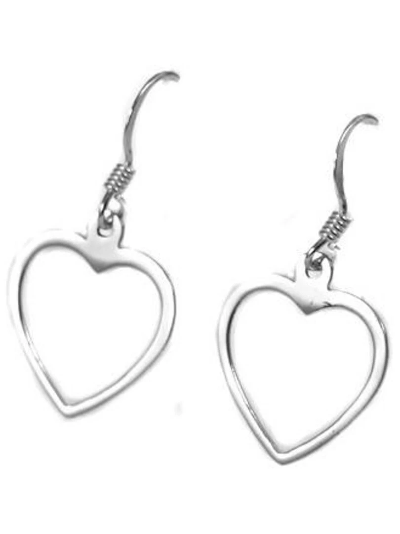Boucles d'oreilles en argent forme coeur évidé Bijoucolor Argent