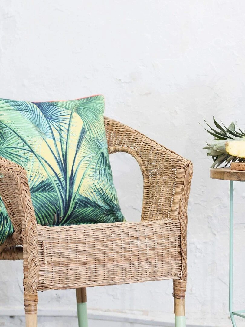 Housse de coussin décoratif Palm leaves "Happyfriday"   Blanc