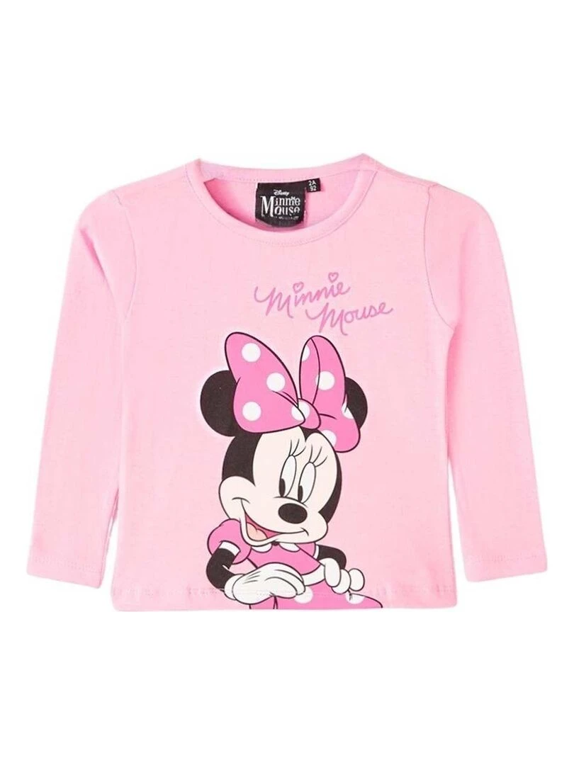Disney T shirt fille imprimé Minnie en coton Rose
