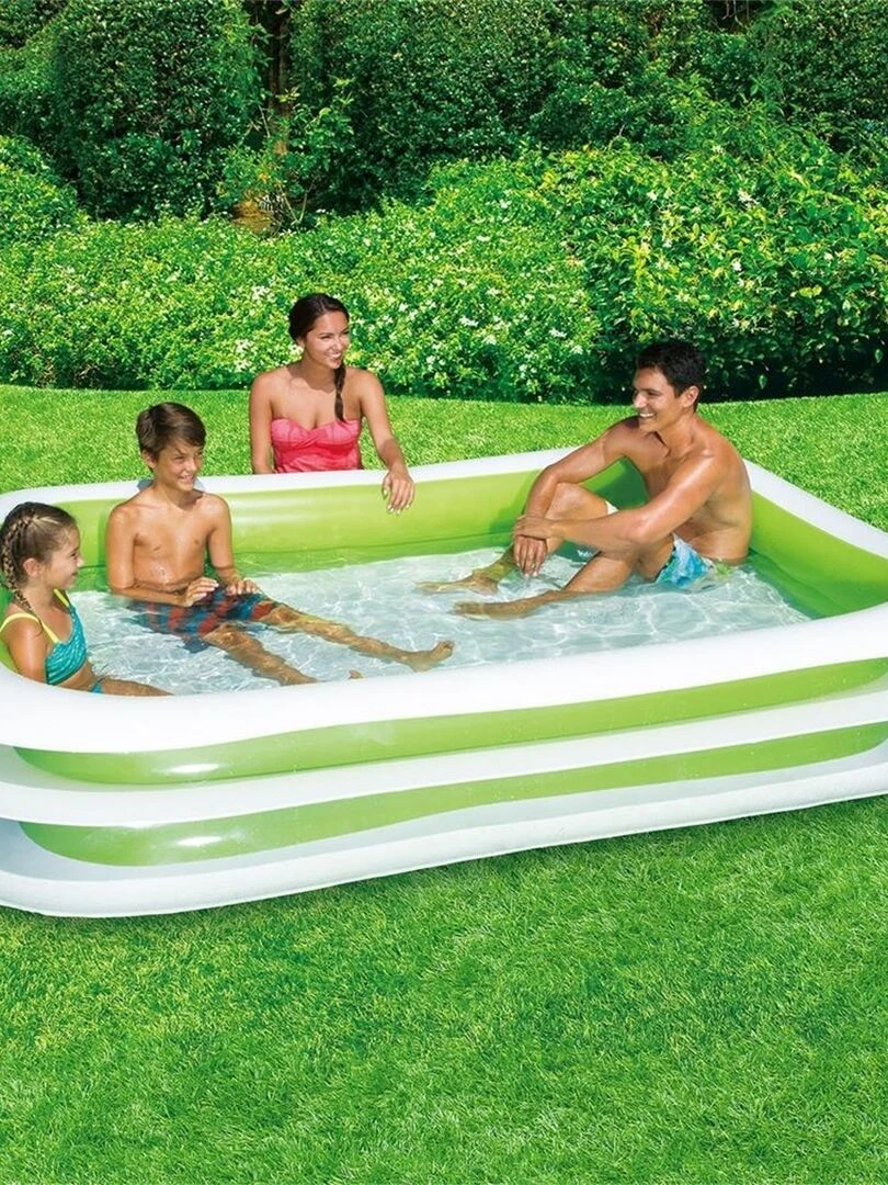 Piscine familiale gonflable Deluxe à 2 anneaux 262 x 175 x 46 cm   N/A