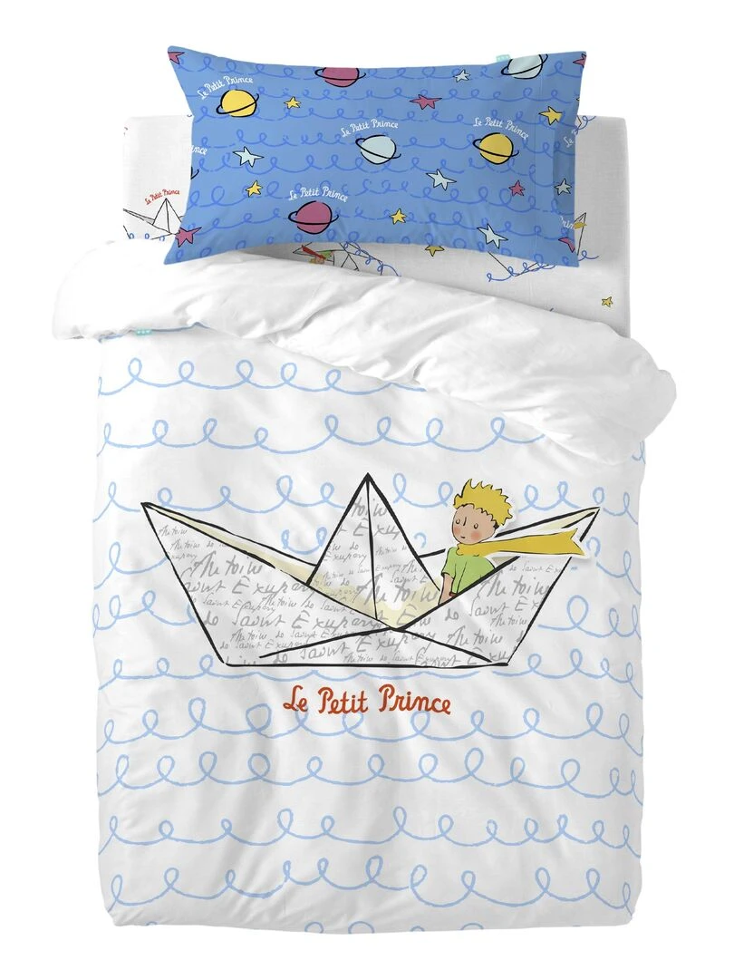 Parure housse de couette 2 pièces Navire "Happyfriday"   Blanc