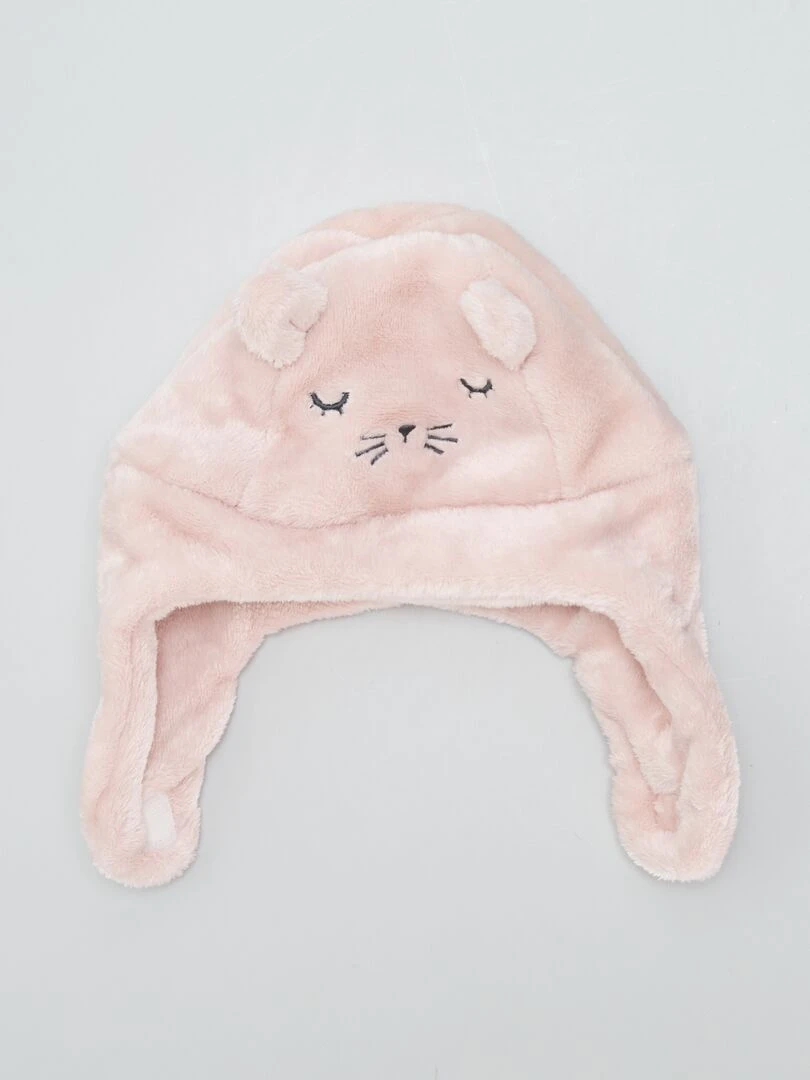 Ensemble bonnet + écharpe + moufles   Rose