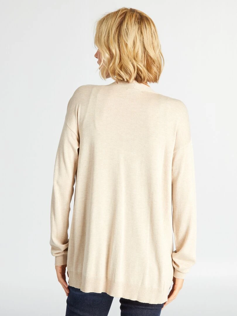 Gilet long ouvert en viscose douce   Beige