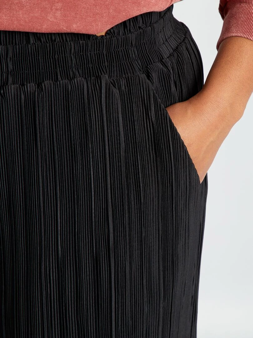 Pantalon large en maille plissée   noir