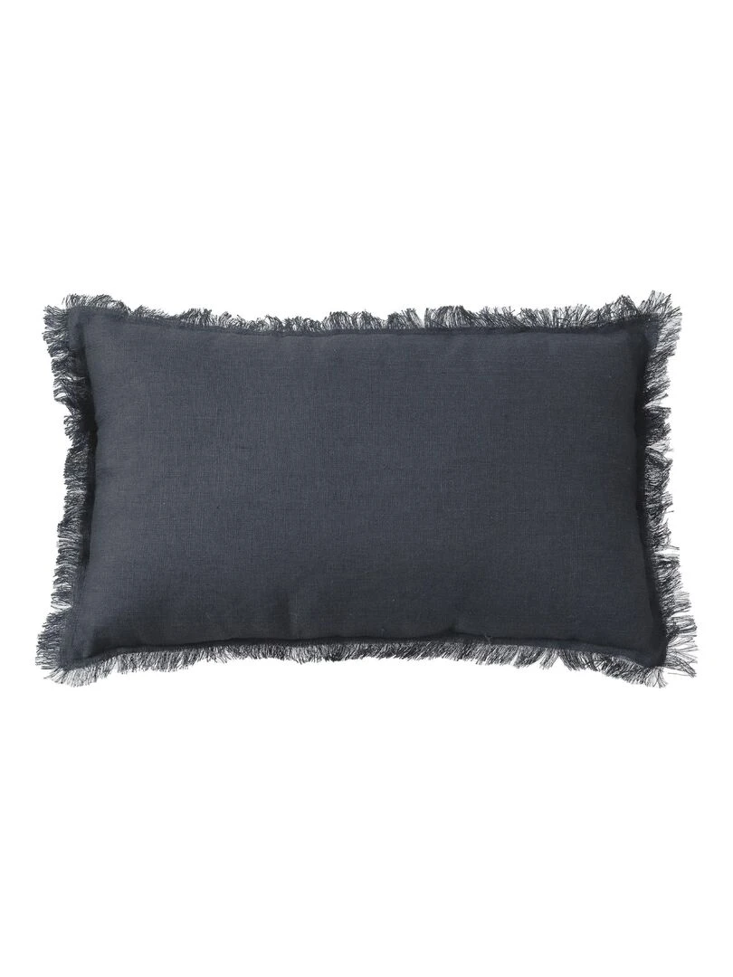 Coussin lin bords effilés 'Deko&co' Gris foncé