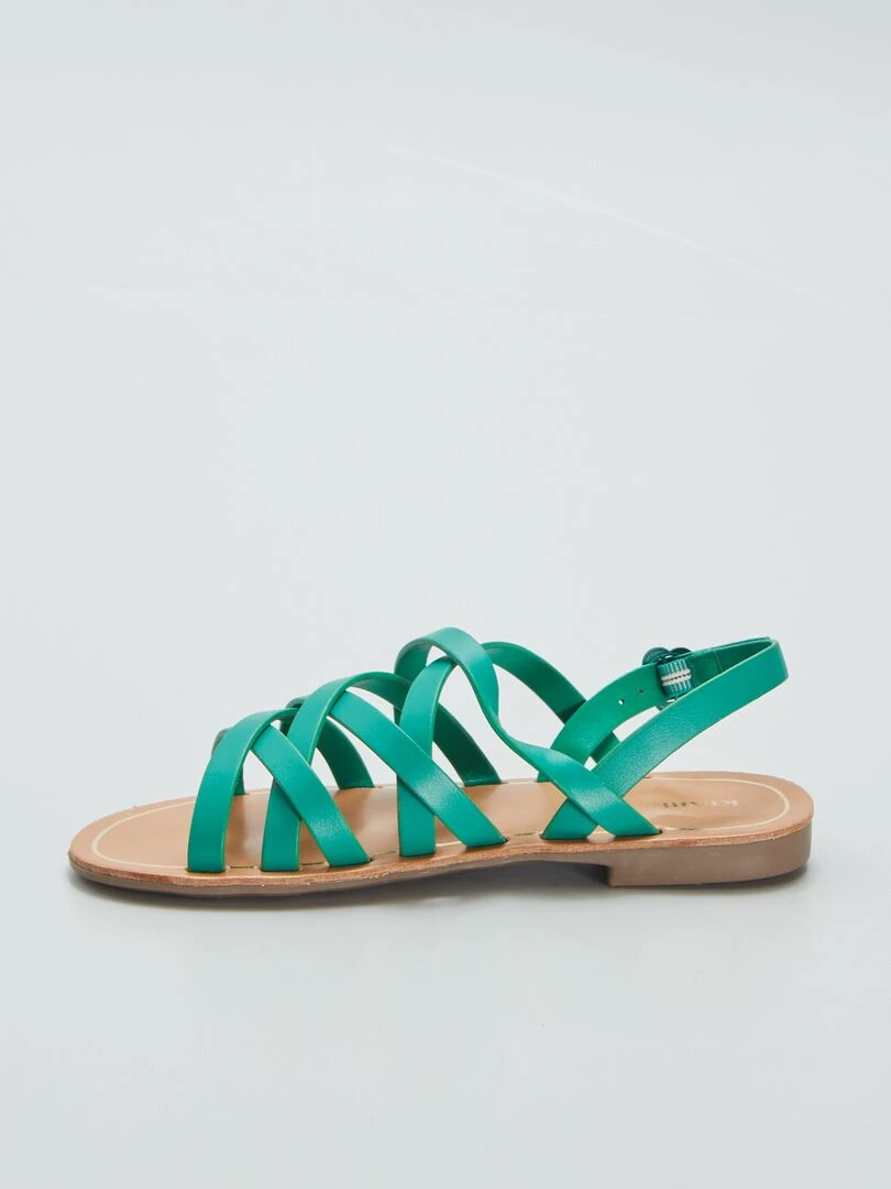 Sandales plates multi brides   Vert