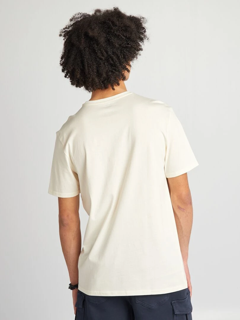 T shirt en jersey à col rond   Beige 'palmier'