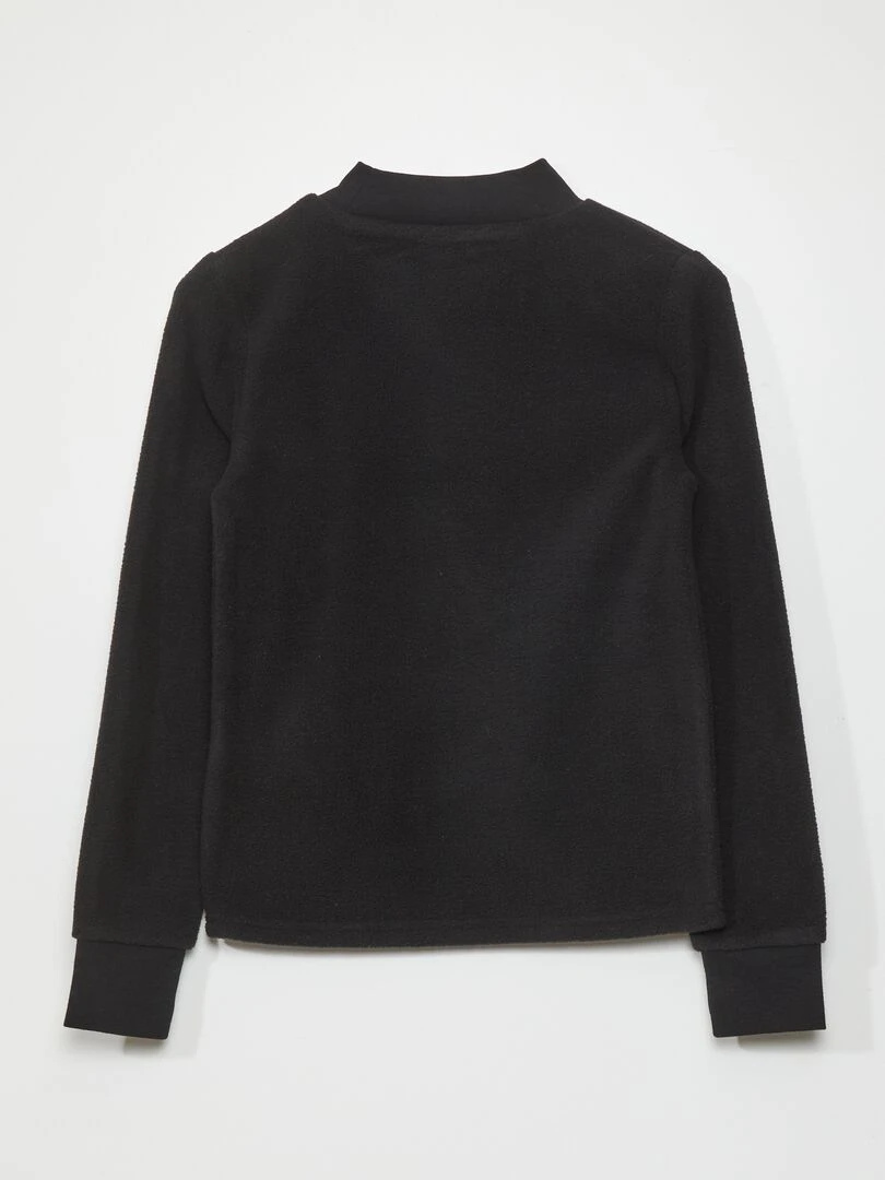 T shirt à manches longues en maille polaire   Noir