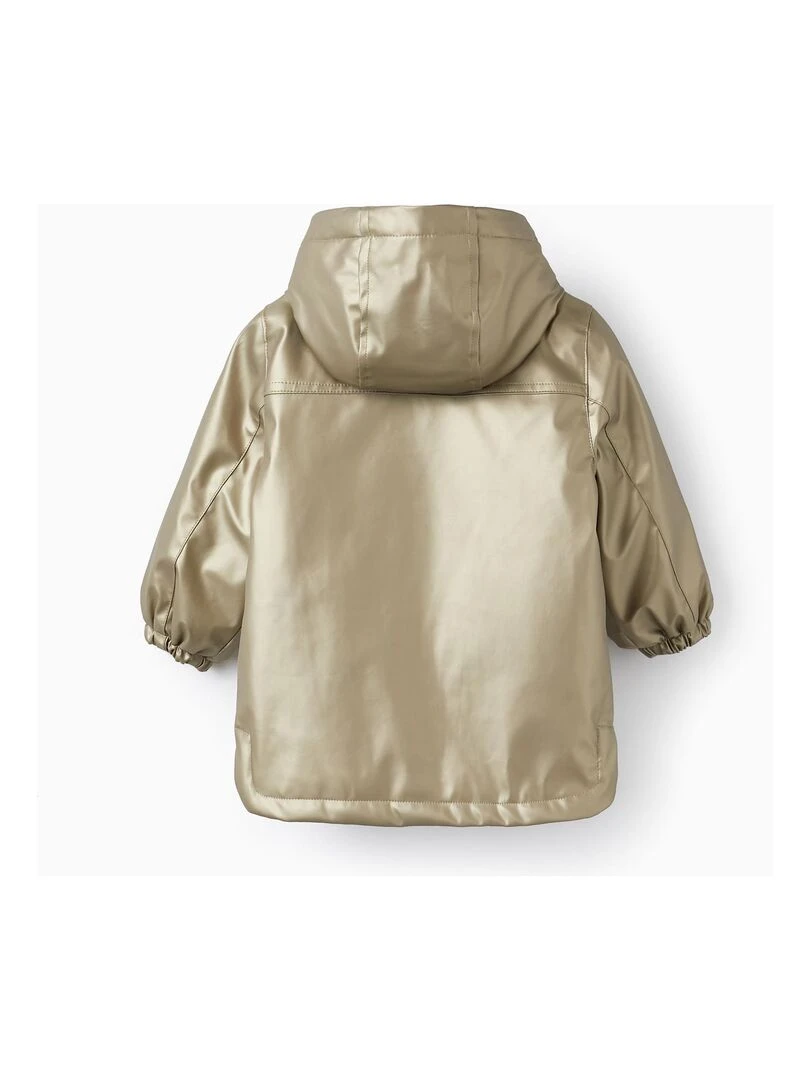 Parka en caoutchouc avec capuche pour bébé fille GREAT GOALS GREAT WORLD Or rose