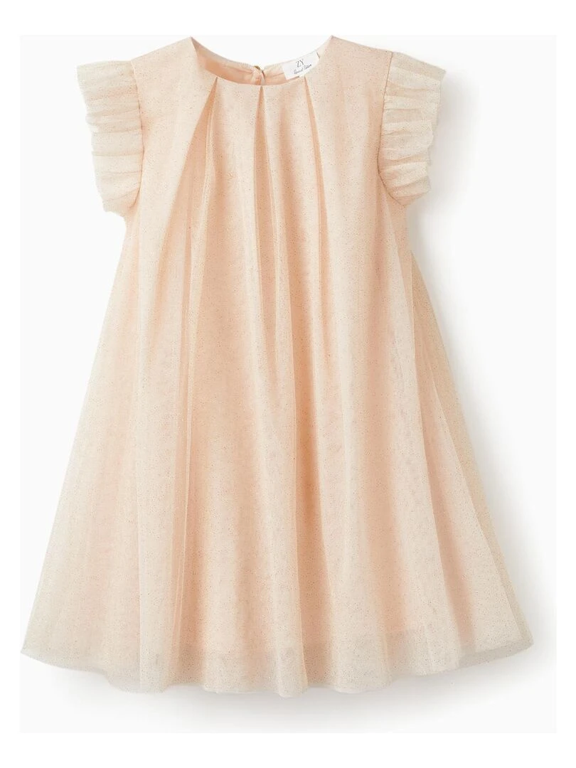 Robe en tulle et coton pour fille 'Special Days' manches courtes LETS PARTY Rose clair