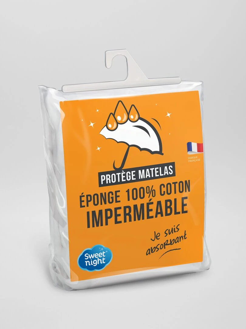 Protège matelas imperméable en éponge blanc