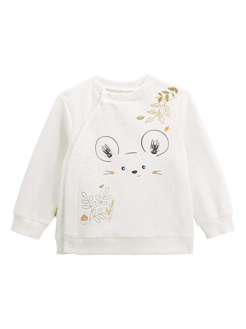 Ensemble sweat et pantalon avec bonnet bébé mixte Mini Souris Ecru