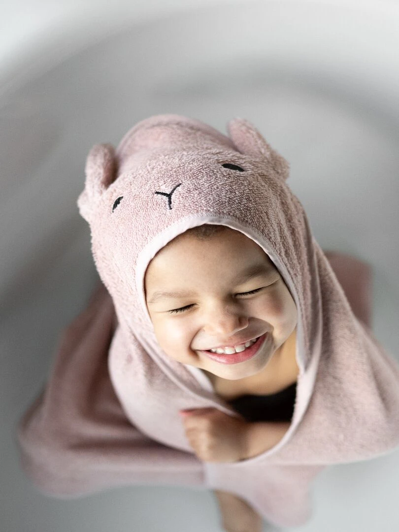 Serviette à capuche chat Rose