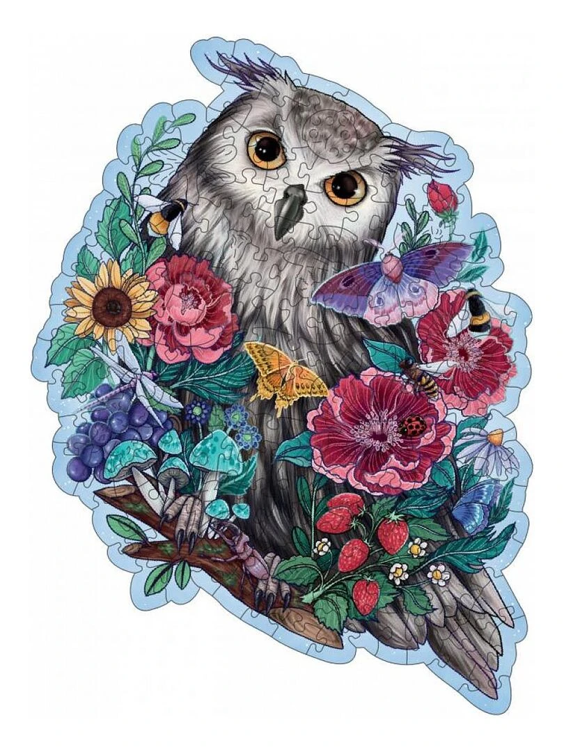 Puzzle en bois forme 150 pcs hibou floral N/A