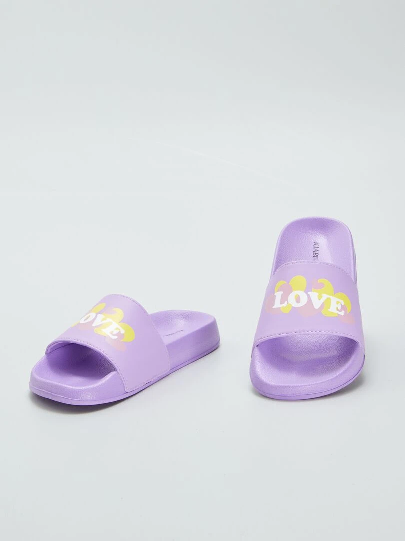 Claquettes de piscine Love   Violet